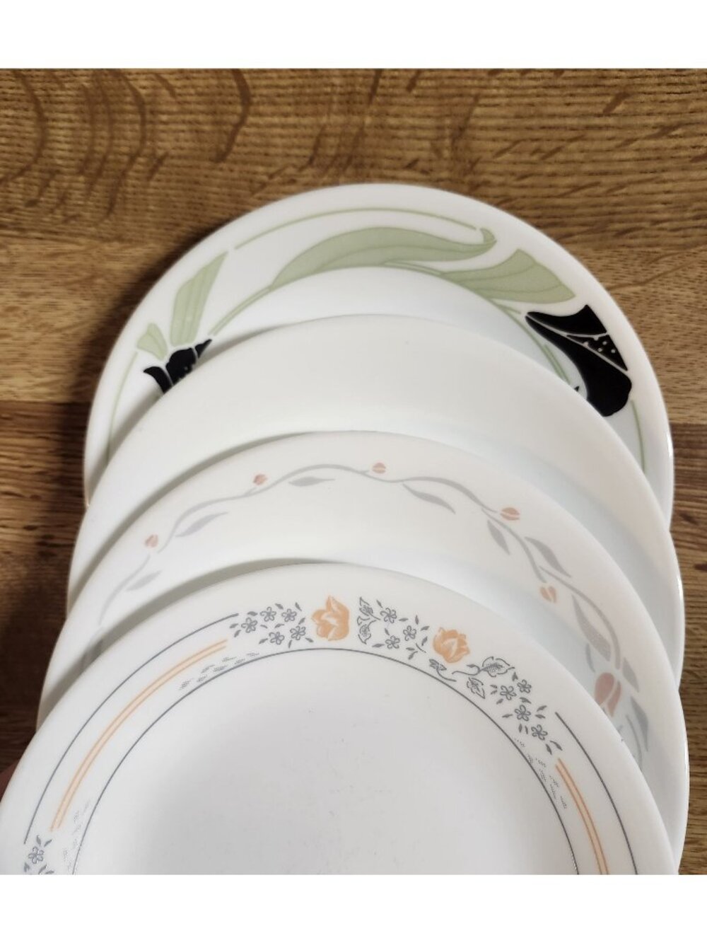 4- Mismatched Corelle Bread Cake Side Plates 6.75" Set of Four